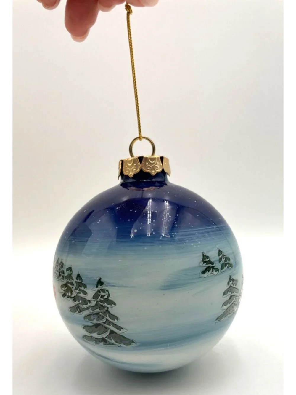 NIB Antique Heritage Hand-Painted Glass Ornament Christmas Snowman Skating 4